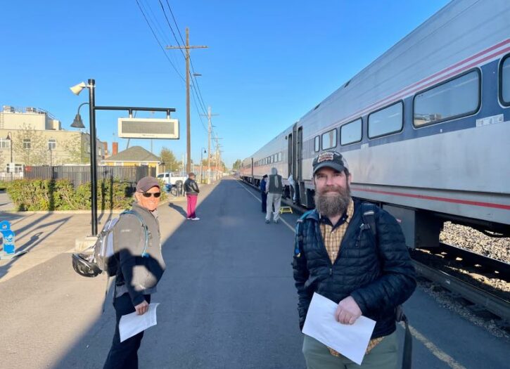 Boarding the train to Portland