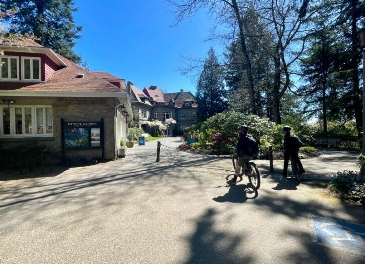 Arriving at Pittock Mansion after taking the train to Portland